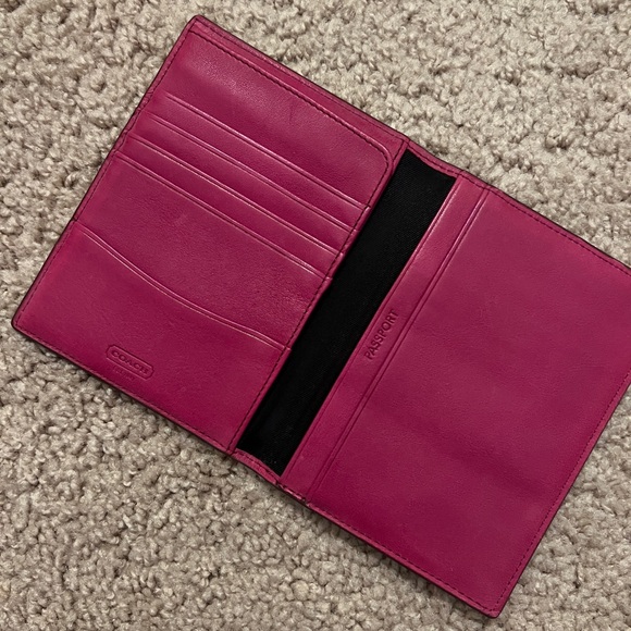 Coach Fuchsia Leather Passport Holder - Picture 2 of 3